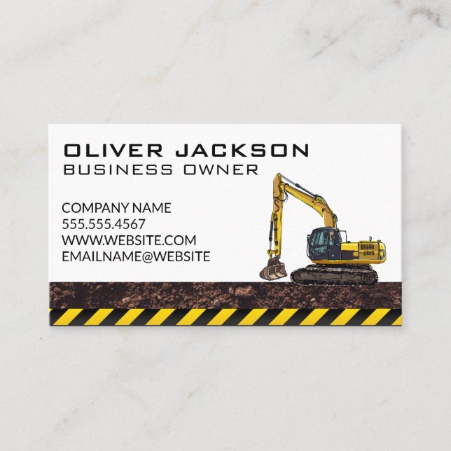Carte De Visite Excavateur | Attention directe (Devant)