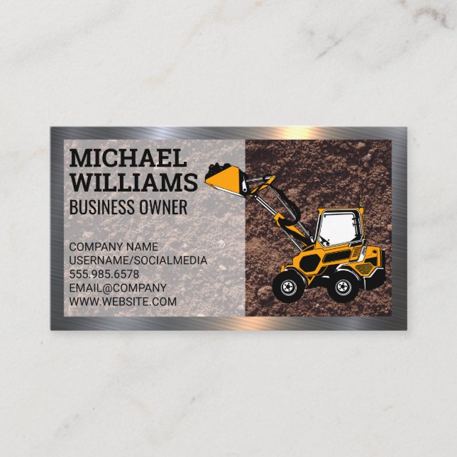 Carte De Visite Excavateur | Bull Dozer | Construction (Devant)