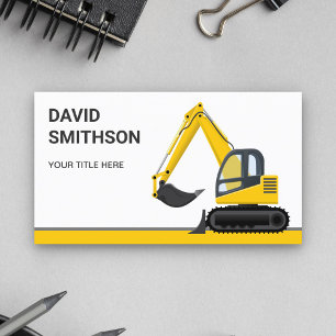 Carte De Visite Excavateur Bulldozer de construction blanche