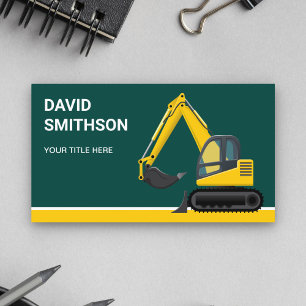 Carte De Visite Excavateur de bulldozer de construction vert foncé