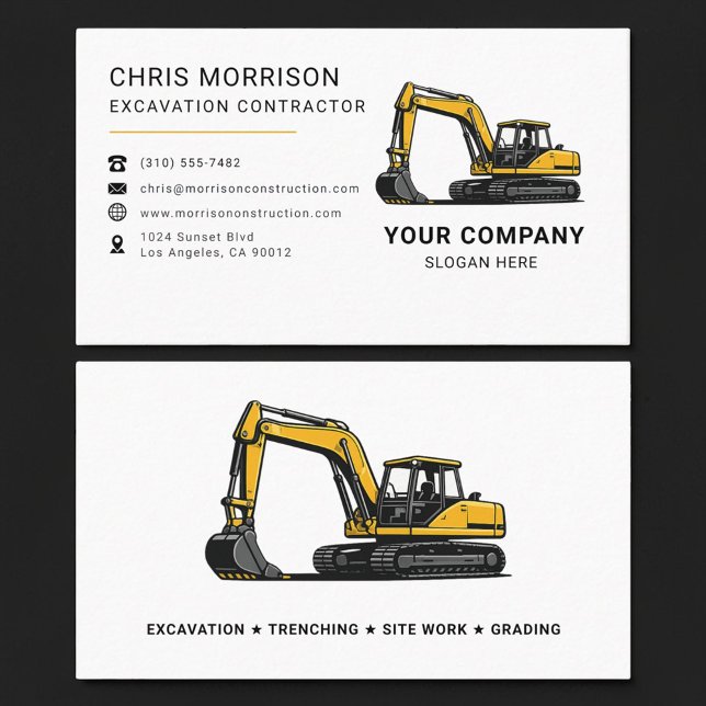 Carte De Visite Excavation Contractor Excavator Construction (Créateur téléchargé)