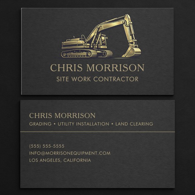 Carte De Visite Excavator Site Work Contractor Professional (Créateur téléchargé)