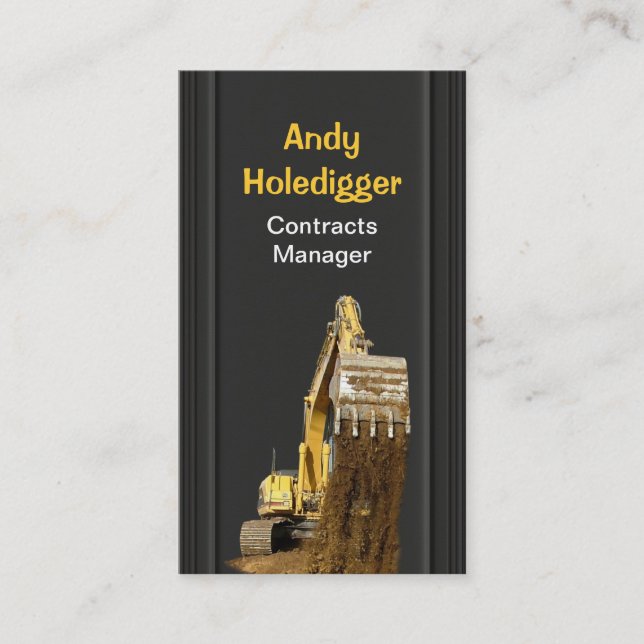 Carte De Visite Excavatrice jaune déchargeant le sol (Devant)