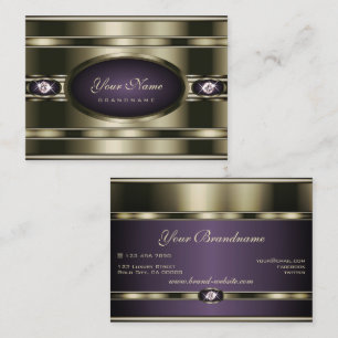 Carte De Visite Excellent Chrome Violet avec Diamants Brillants