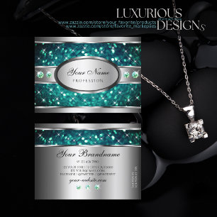Carte De Visite Excellente Parties scintillant Turquoise Argent Rh