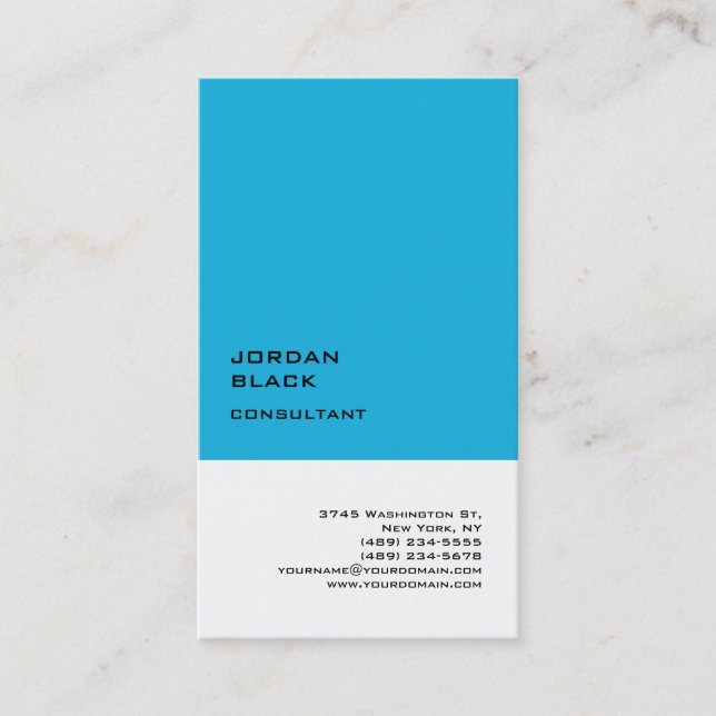 Carte De Visite Exclusif Spécial Bleu Blanc Moderne Unique (Devant)