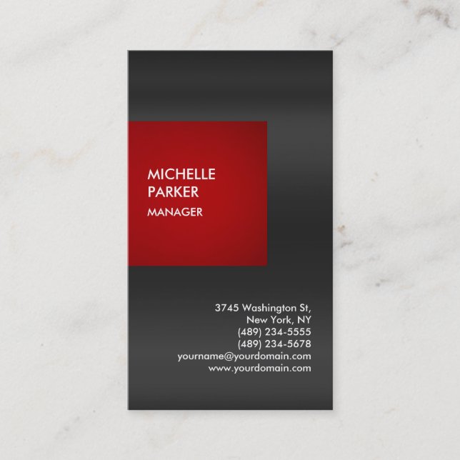 Carte De Visite Exclusif spécial Red Grey moderne unique (Devant)