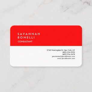 Carte De Visite Exclusive moderne rouge blanc tendance minimaliste
