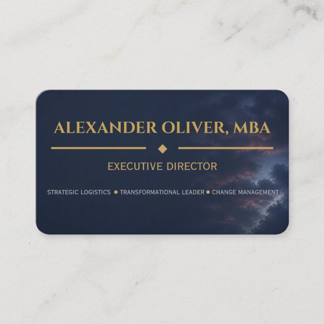 Carte de visite Executive Bleue et Or Premium (Devant)
