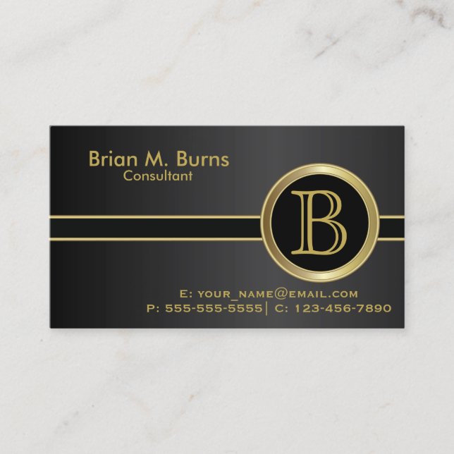 Carte De Visite Executive Classic Noir Monogramme (Devant)