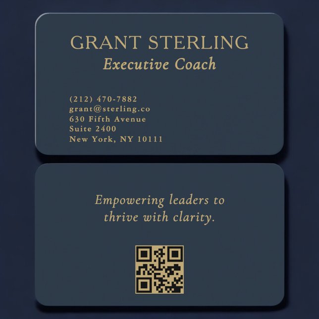 Carte de visite Executive Coach Bleu marine Or Cod (Créateur téléchargé)