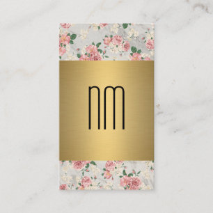 Carte De Visite Executive Gold Floral Patch Series avec Monogramme
