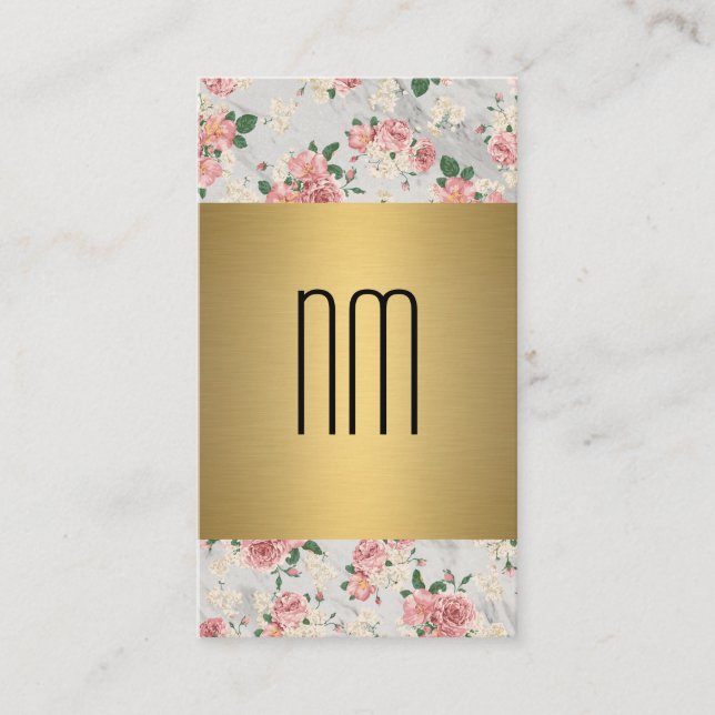 Carte De Visite Executive Gold Floral Patch Series avec Monogramme (Devant)