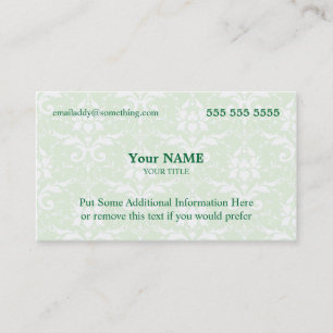 Carte De Visite Executive Green et White Damask