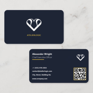 Carte de visite exécutive moderne Navy Blue & Gold