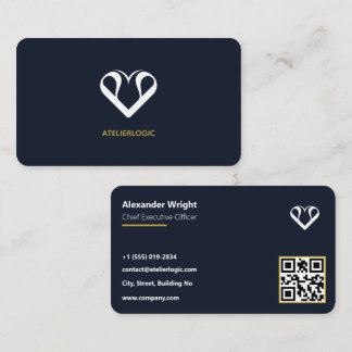 Carte de visite exécutive moderne Navy Blue & Gold