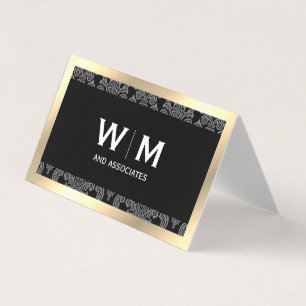 Carte De Visite Executive Monogramme Gold Bordure Damas
