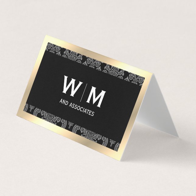 Carte De Visite Executive Monogramme Gold Bordure Damas (Devant)