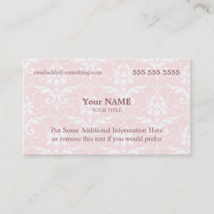 Carte De Visite Executive Pink et White Damask