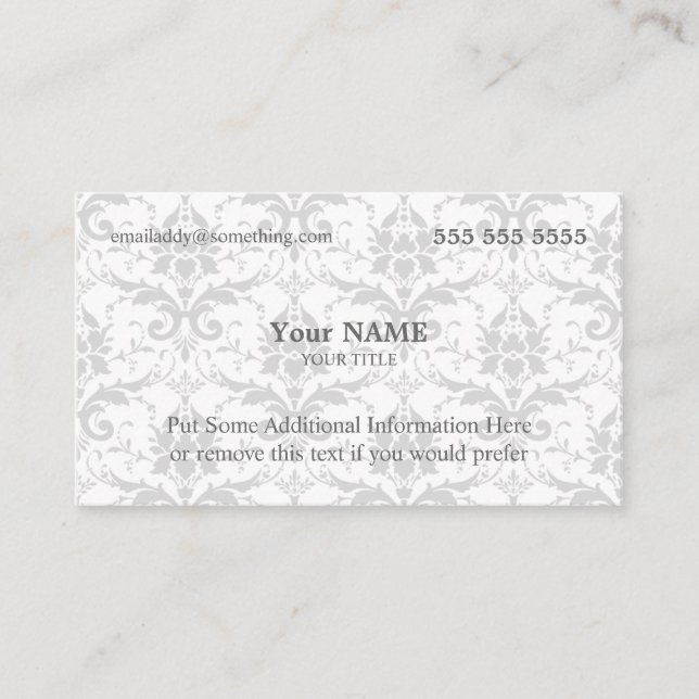 Carte De Visite Executive White et Grey Damask (Devant)