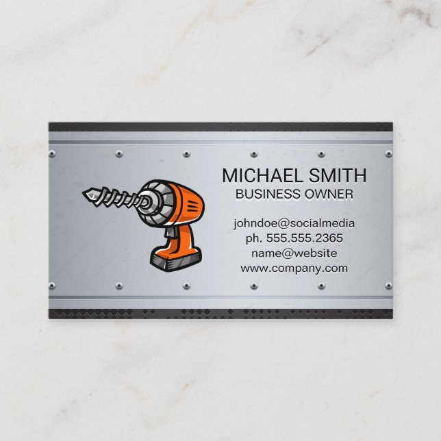 Carte De Visite Exercice d'alimentation | Rivets métalliques (Devant)