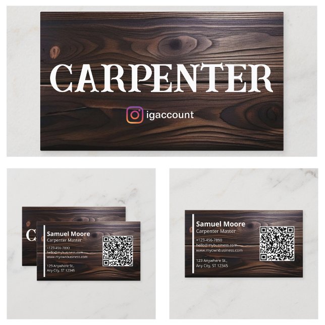 Carte De Visite Experts en menuiserie Charpentier professionnel  (Woodworking Experts Professional Carpenter Business Card
)
