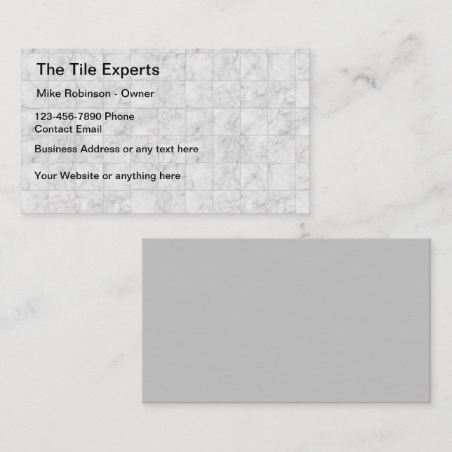 Carte De Visite Experts en vente et installation de carrelage (Devant / Derrière)