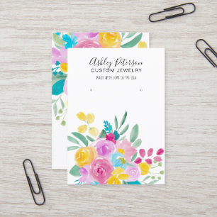 Carte De Visite Exposition de bijoux d'oreilles en aquarelle flora