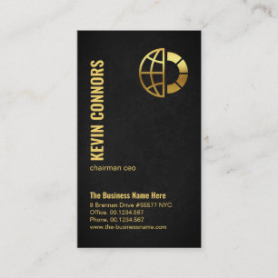 Carte De Visite Exquis Black Grunge Gold Globe fondateur PDG