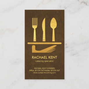 Carte De Visite Exquis Brown Gold Servi Plat Cutlery Set