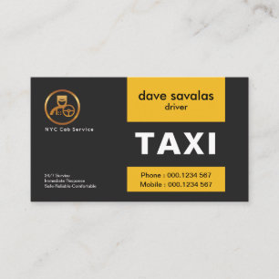 Carte De Visite Exquis Gold Chauffeur Logo Tabs Jaunes Taxi