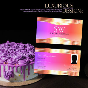 Carte De Visite Exquise couleur Rose or frontière Monogramme photo