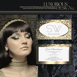 Carte De Visite Exquise Parties scintillant or étincelante Monogra