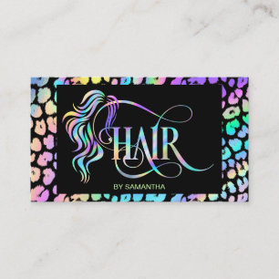 Carte De Visite Extension de typographie de coiffeur holographique