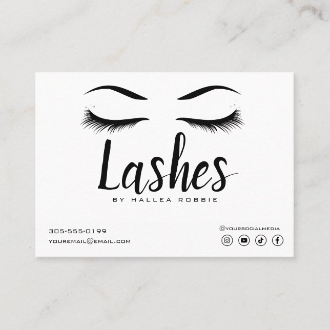 Carte De Visite Extension Eyelash Instructions de suivi Lash Logo (Devant)