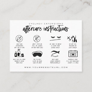 Carte De Visite Extension Eyelash Instructions de suivi Lash Logo