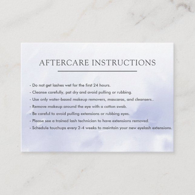 Carte De Visite Extension Lilac Lash simple Microblading Afcare (Devant)