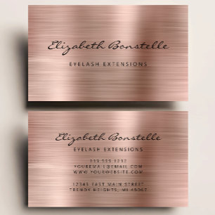 Carte De Visite Extension rose Gold brossé de script métallique La