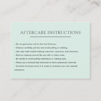 Carte De Visite Extension simple de la Lash Microblading Aftercare