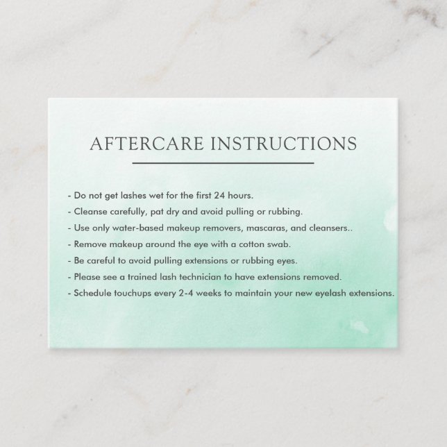 Carte De Visite Extension simple de la Lash verte Microblading (Devant)
