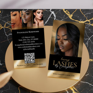 Carte De Visite Extensions de Cils de Luxe Arch Photo Noir Or