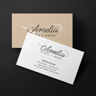 Carte De Visite Extensions de cils et sourcils Minimal Simple Blan