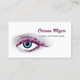 Carte De Visite Extensions de cils Glitzy Cosmetology violettes