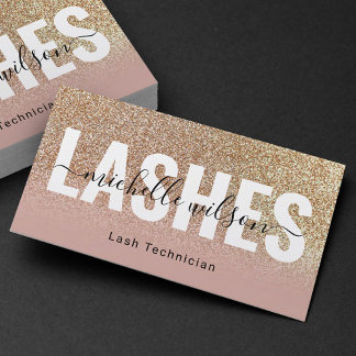 Carte De Visite Extensions de cils Gold Glitter Typographie Cils