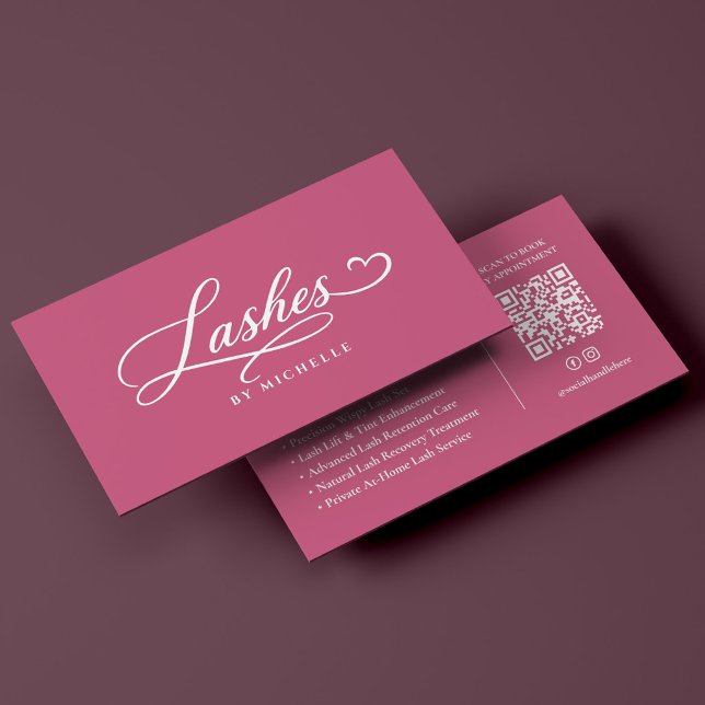 Carte De Visite Extensions de cils Lift Tech Rose Esthétique (Aesthetic Pink Lash Tech Lift Extensions Business Card
)