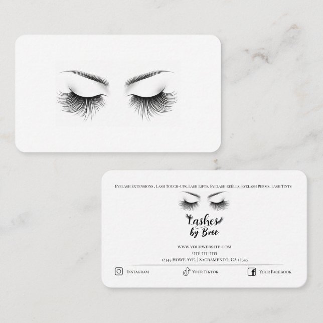 Carte De Visite Extensions de cils Long Lashes Beauté   (Devant / Derrière)