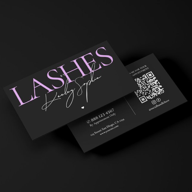 Carte De Visite Extensions de cils violet noir Aesthetic Lash Tech (Aesthetic Lash Tech Purple Black Lashes Extensions Business Card
)