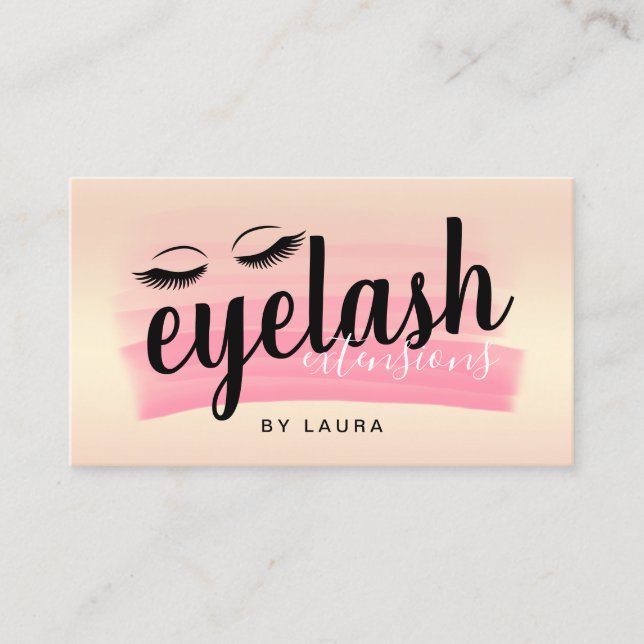 Carte De Visite Extensions élégantes pour les cils rose (Devant)