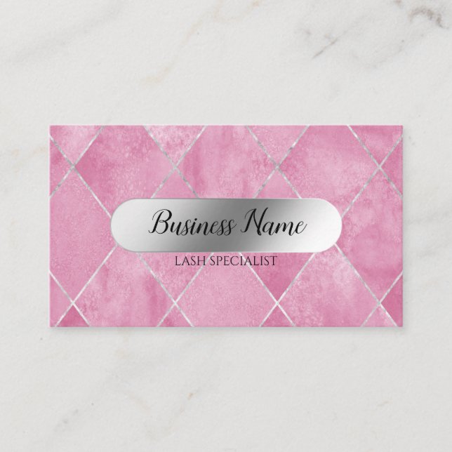 Carte De Visite Extensions Eyelash en argent rose (Devant)