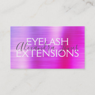 Carte De Visite Extensions Eyelash en métal brossé rose violet